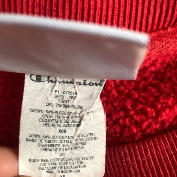 Champion Red Crewneck Sweat Shirt XS - Picture 8 of 9